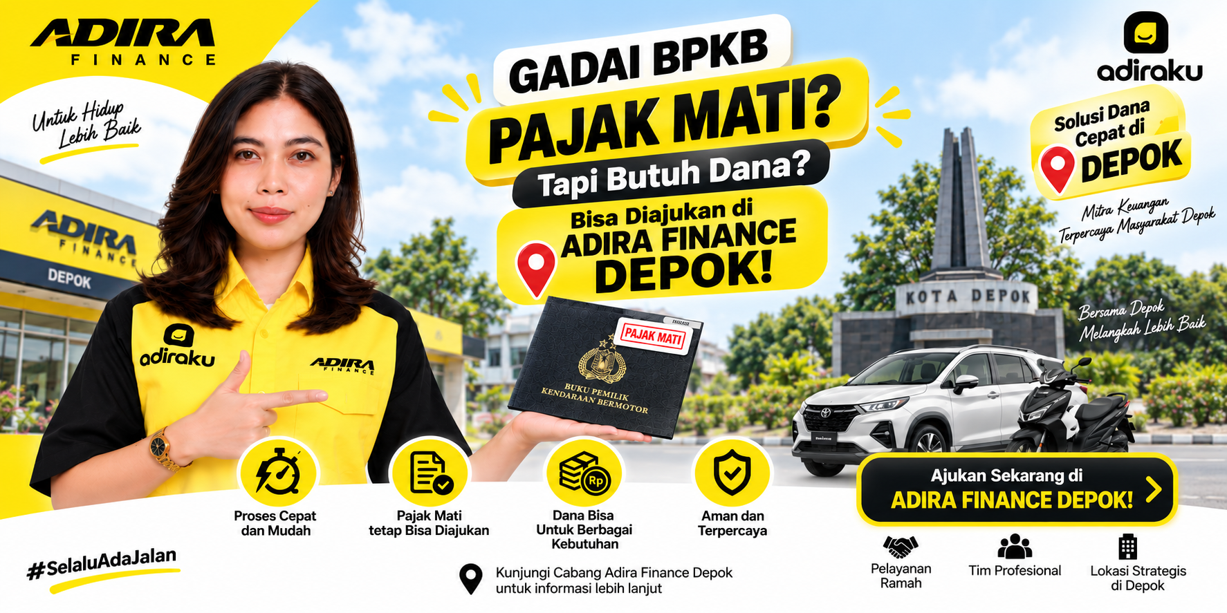 Gadai BPKB Pajak Mati di Depok, Tetap Bisa Ajukan Dana di Adira Finance