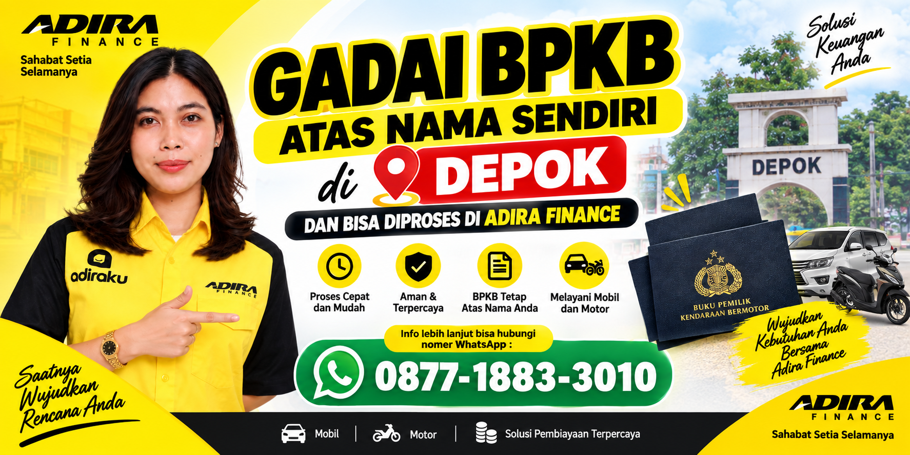 Gadai BPKB Atas Nama Sendiri di Depok, Solusi Dana dengan Proses di Adira Finance